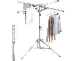 Luchter Droogrek Indoor Outdoor Kleding Paard Wasserij Stand Rekken Opvouwbaar met 4 Armen voor Hangers Verstelbare Hoogte 120-170cm