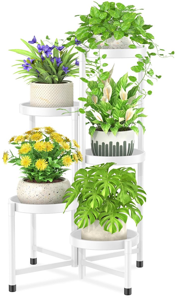 Ibenzoa® Ruimtebesparende metalen plantenstandaard met elegant ontwerp voor binnen- en buitengebruik