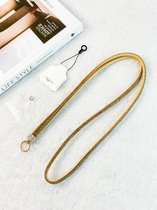 Ntech Telefoonkoord Kristal Goud - Verstelbare Telefoonketting 1.2m - Universeel Koord Geschikt voor samsung , iPhone, Moto, LG, xiaomi, Telefoon