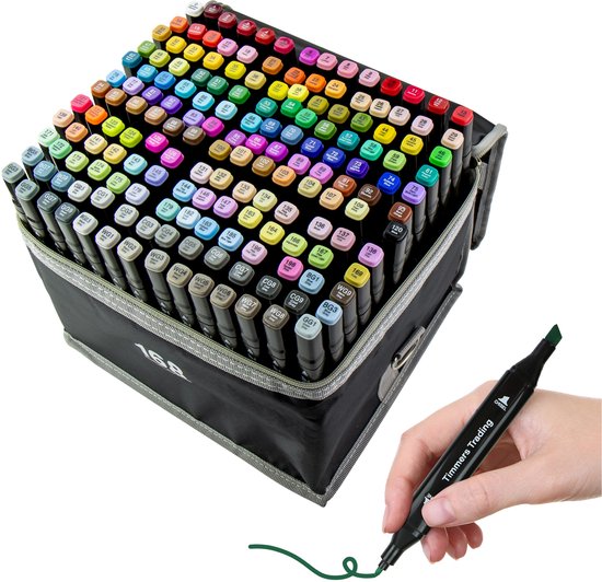 Marqueurs à alcool professionnels Timmers trading Twinmarkers 168 pièces - Marqueurs à alcool double face - Stylos à alcool - Surligneurs