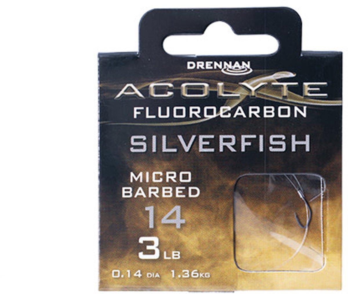 Drennan Onderlijnen Acolyte Fluorocarbon Silverfish Micro Barbed (30 cm) - Maat : Haak 18 - 0.10mm