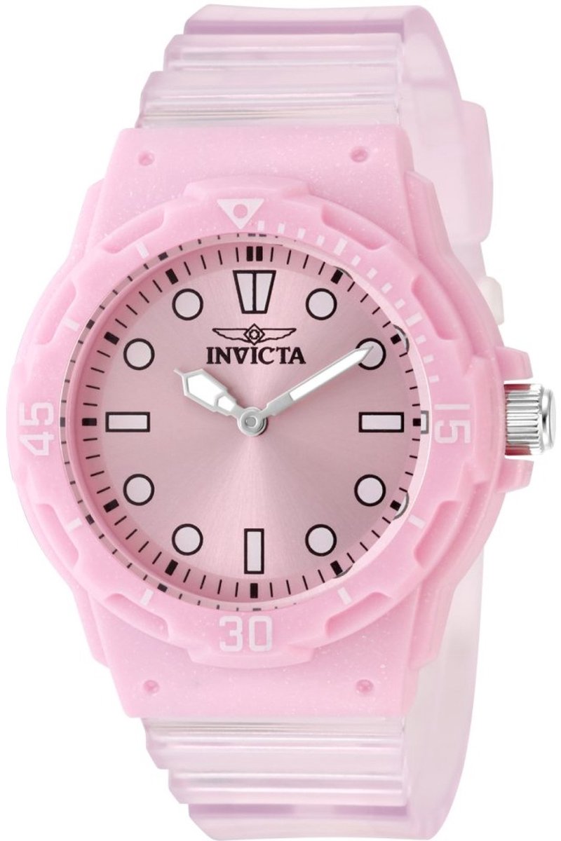 Invicta Celestial 49205 Dames Horloge - Waterdicht - Analoog - Quartz Uurwerk - Plastic met roze Wijzerplaat - 35mm