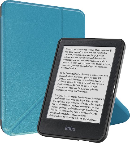 Hoesje Geschikt voor Kobo Clara BW Hoesje Luxe Bescherm Case Trifold - Hoes Geschikt voor Kobo Clara BW Hoes Book Cover - Turquoise
