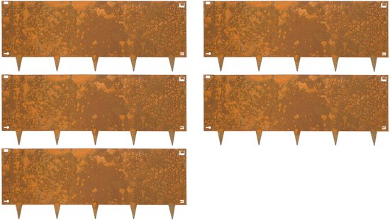 Wovar Cortenstaal Borderrand 40 x 106 cm Flexibel | 5 Stuks | Cortenstaal Kantopsluiting | Tuinafboording