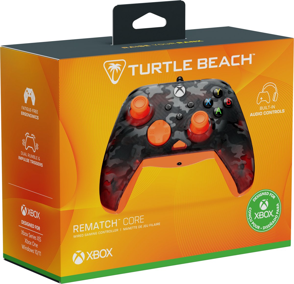 Turtle Beach Rematch Core - Controller - PC, Xbox Series X|S, Xbox One - Ghost Camo - Black/Orange thumbnail 5