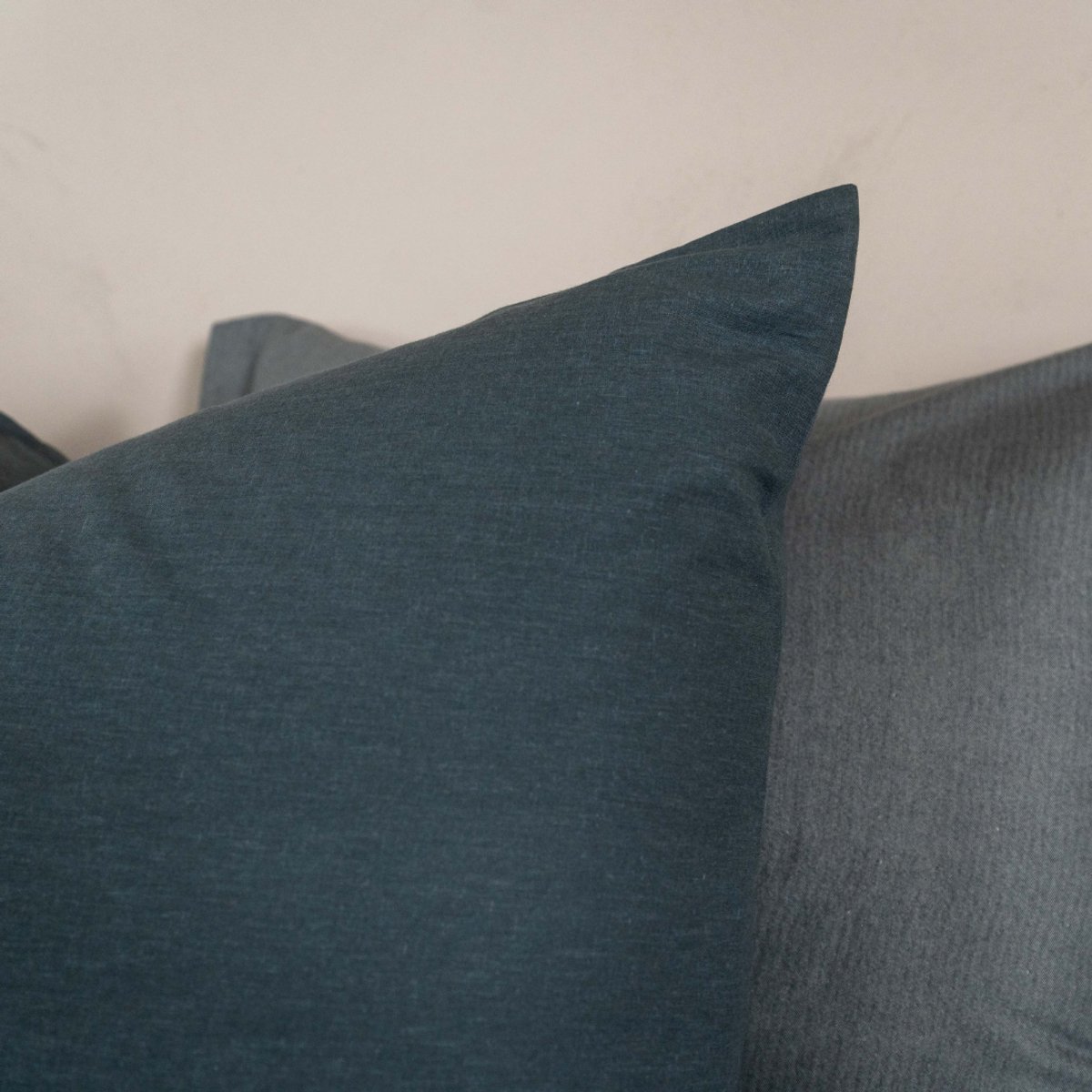 Kayori Kai Kussensloop - 60x70cm Set van 2 - 100% Katoen - Zacht - Denim