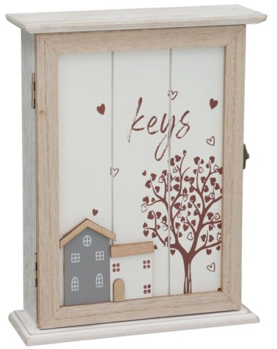 Armoire à clés Gerimport - Bois - Avec imprimé - Décoration d'intérieur - L 27 x l 21 cm
