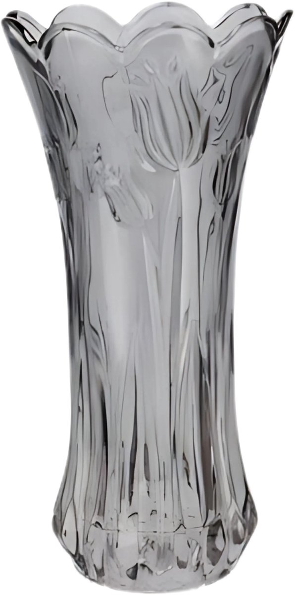 DK design Bloemenvaas Delight - boeket vaas - glas - lichtgrijs - 13 x 25 cm