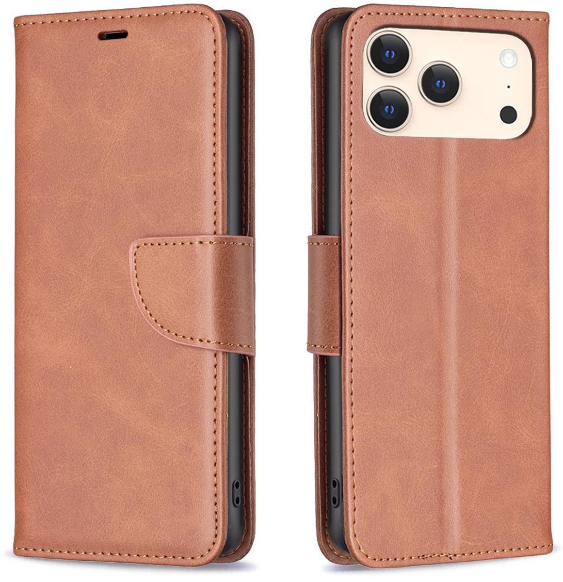Mobigear Telefoonhoesje geschikt voor Apple iPhone 17 Pro Max Hoesje | Mobigear Excellent Bookcase Portemonnee | Pasjeshouder voor 3 Pasjes | Telefoonhoesje voor Pinpas / OV Kaart / Rijbewijs - Bruin
