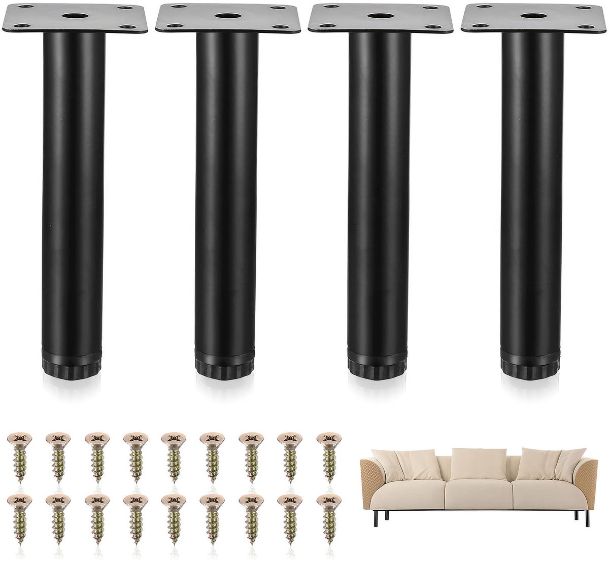 Ibenzoa® Verstelbare metalen meubelpoten set van 4 met veelzijdig ontwerp voor diverse meubels