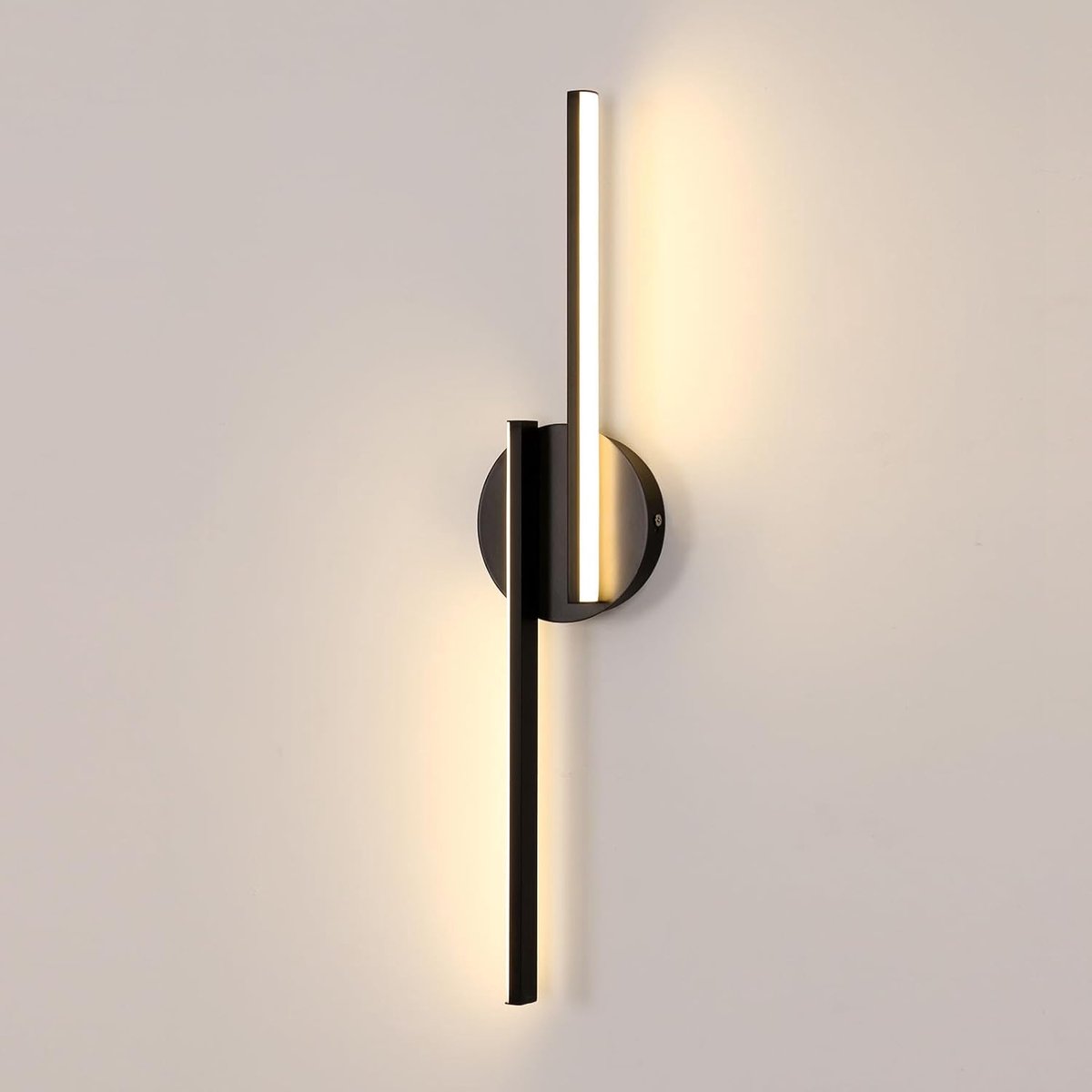 LED-wandlamp voor binnen, 22W moderne aluminium wandlamp, 3000K warm licht wandlamp voor woonkamer, gang, trap, nachtlampje (55 cm zwart)
