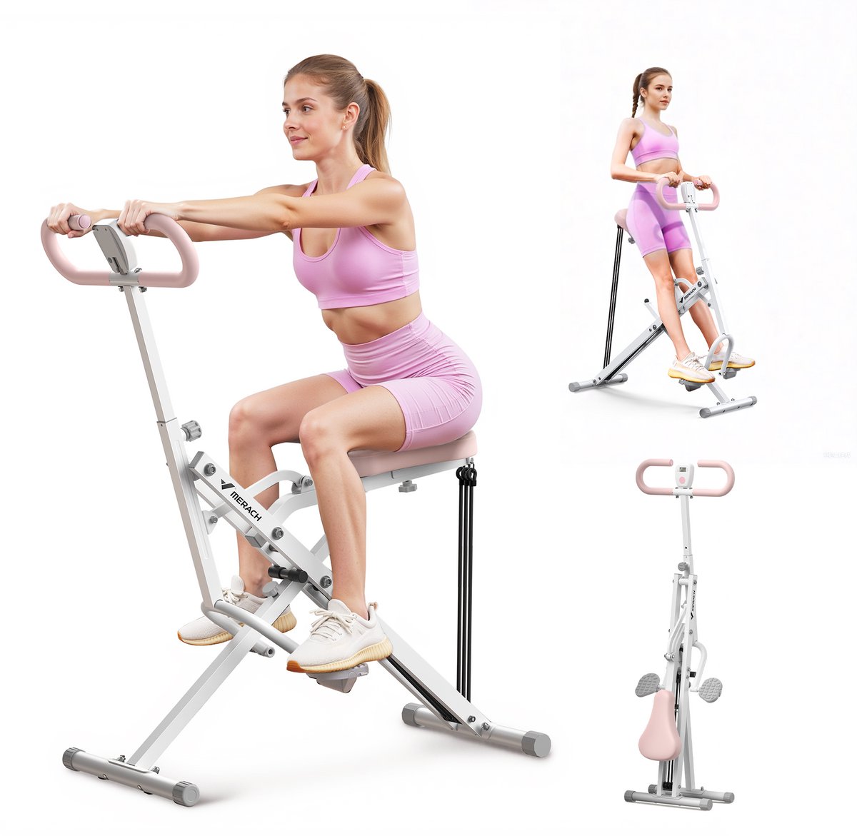 MERACH Fitnessapparaat - Paardrijstype - Verstelbare weerstand - LCD-scherm - Maximaal gewicht 160 kg - Opvouwbaar - Voor buik/benen/rug - Wit - MERACH - €80,99