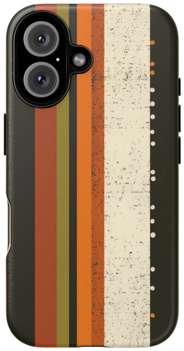 Retro Verticale Strepen en Stippenpatroon – Telefoonhoesje Geschikt voor iPhone 16