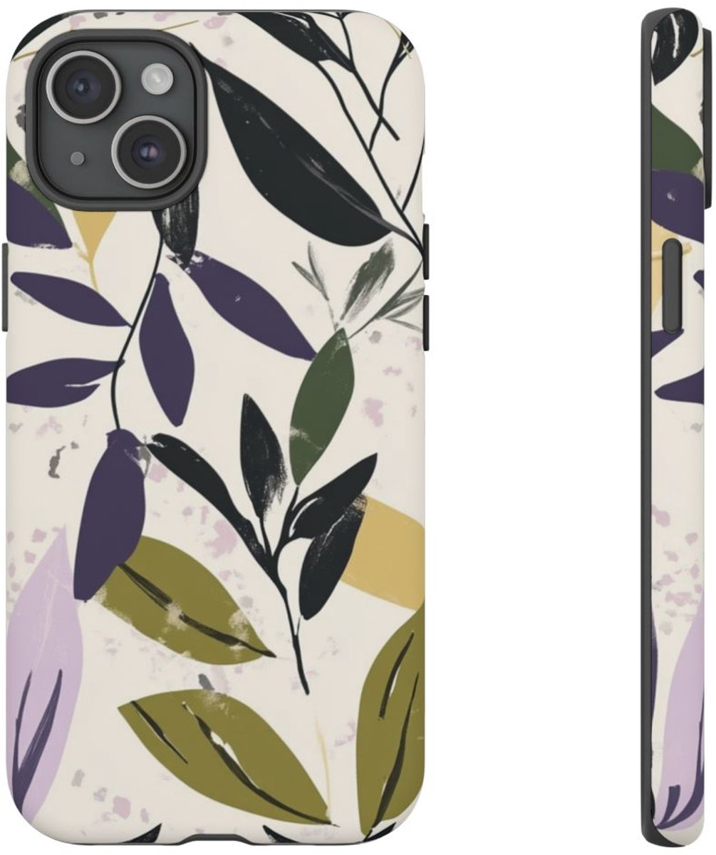 Gestileerd Botanisch Bladerenpatroon – Telefoonhoesje Geschikt voor iPhone 15 Plus