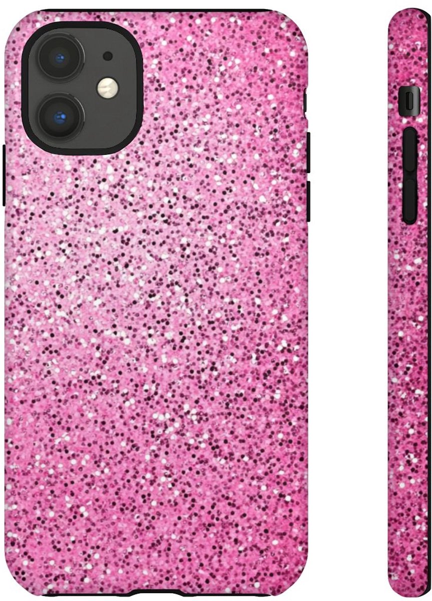 Roze Glitter Sprankelstructuur – Telefoonhoesje Geschikt voor iPhone 11