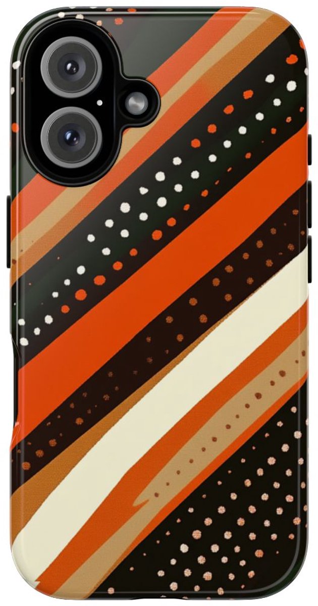 Retro Aardetinten Gestreept Patroon – Telefoonhoesje Geschikt voor iPhone 16