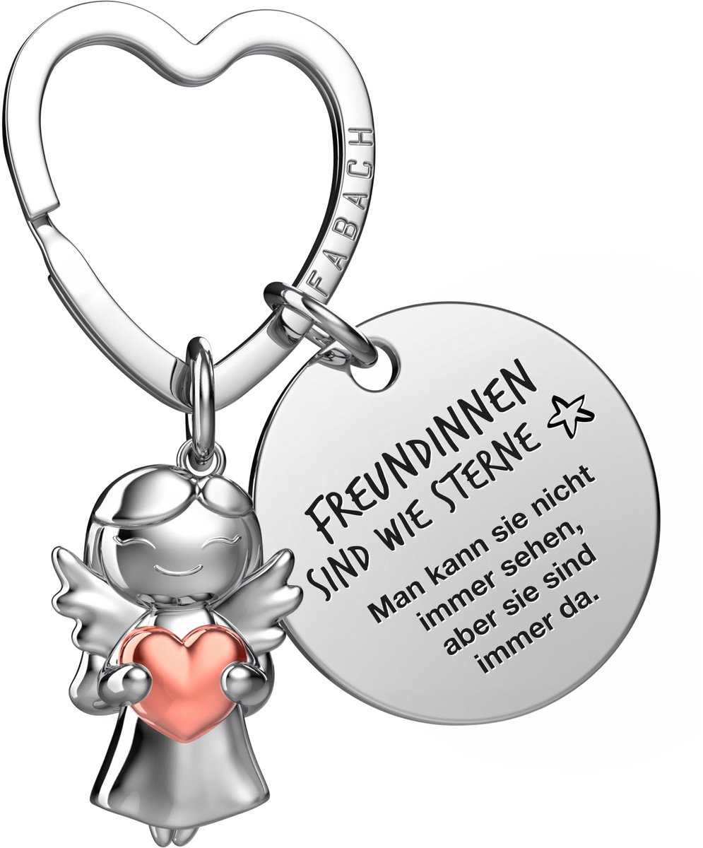 FABACH Beste Vriend Sleutelhanger Beschermengel met Hart en Gravure - Beste Vriend Cadeaus Sleutelhanger - Beste Vriend Cadeau Engel Geluksbrenger Beste Vriend