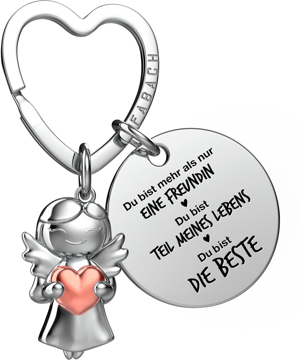 FABACH Beste Vriend Sleutelhanger Beschermengel met Hart en Gravure - Beste Vriend Cadeaus Sleutelhanger - Beste Vriend Cadeau Engel Geluksbrenger Beste Vriend