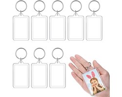 JeoPoom sleutelhanger met foto (8 stuks), sleutelhanger met acrylfoto, sleutelhanger met transparante fotolijst, sleutelhanger, cadeau voor familie en vrienden