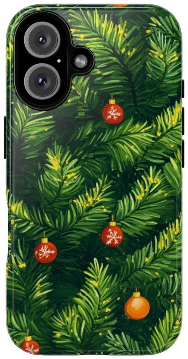 Kerst Dennentakken met Versieringen – Telefoonhoesje Geschikt voor iPhone 16