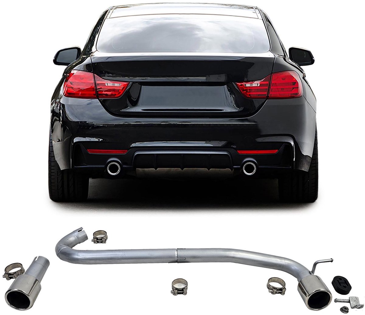 Dubbele Uitlaat + Sierstuk Ombouw set Chrome Tips Bmw 440i Sport Look Geschikt Voor BMW 4 Serie F32/F33/F36 (2013–2021)
