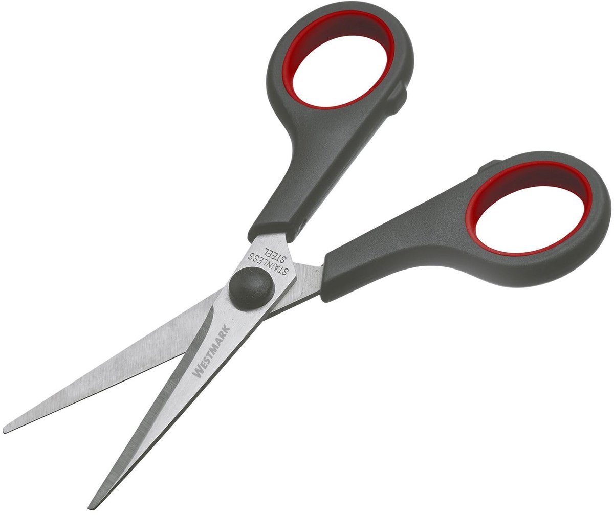Westmark Hobbyschaar 14 cm – Huishoudschaar ideaal voor het knippen van plastic, papier, karton en meer – roestvrij staal, zwart, rood
