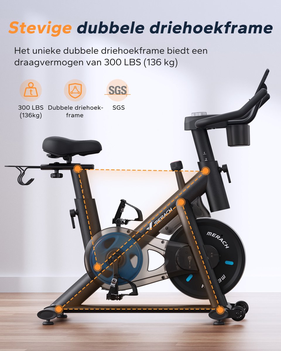MERACH Magnetische Hometrainer met 16 Weerstandslevels - afbeelding 2