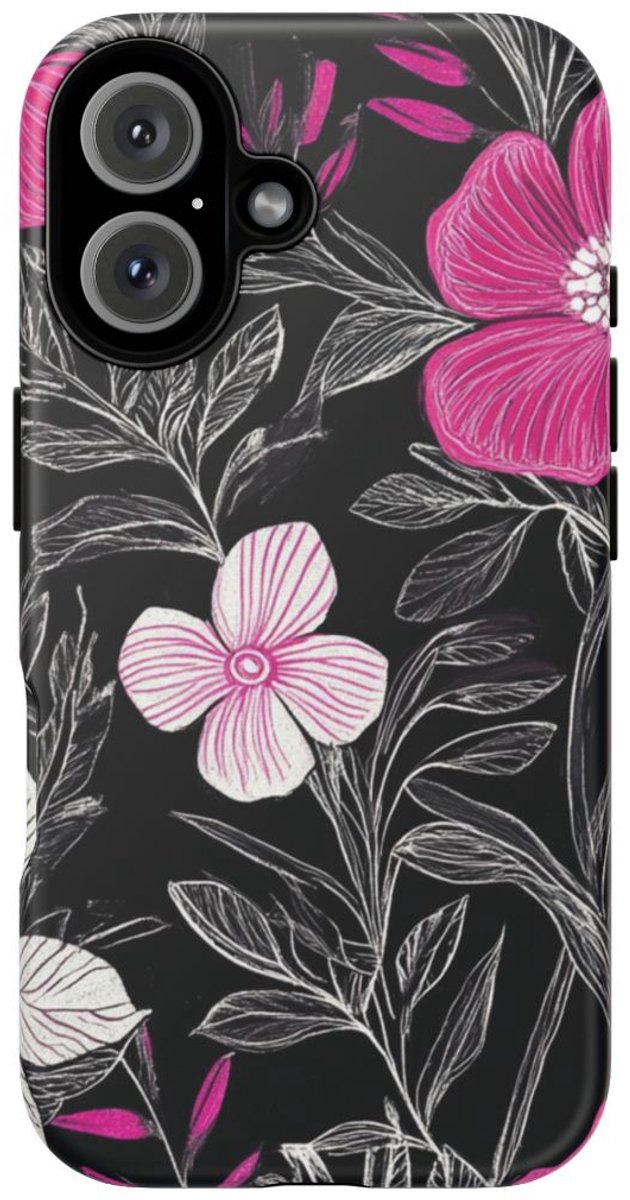 Roze en Witte Bloemenprint – Telefoonhoesje Geschikt voor iPhone 16