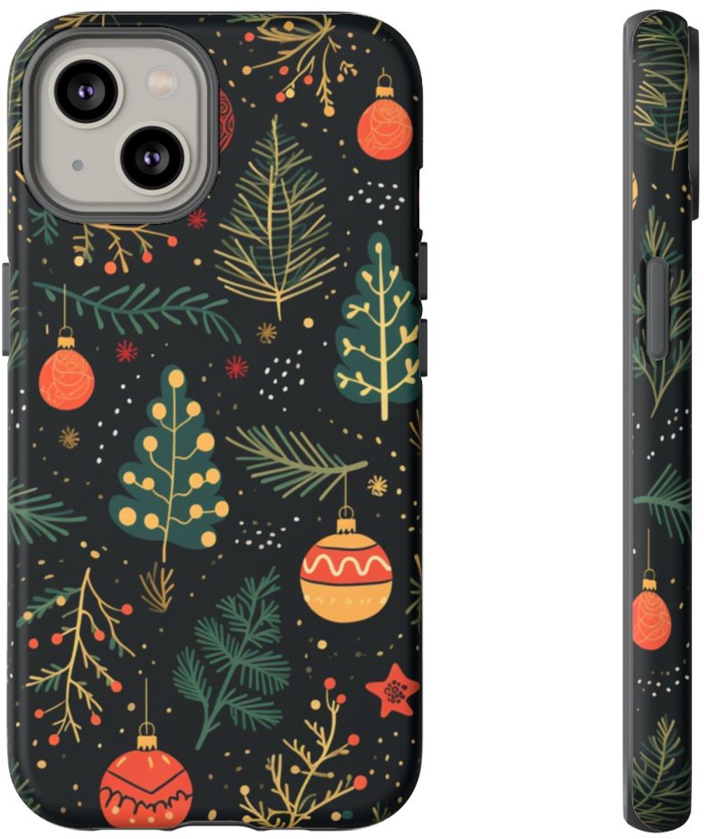 Kerstversiering en Dennentakken Patroon – Telefoonhoesje Geschikt voor iPhone 14
