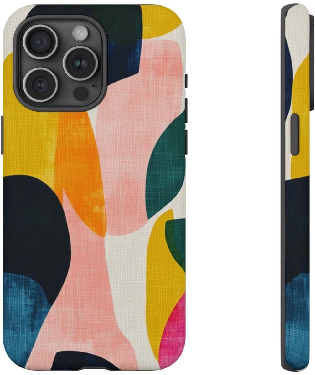 Abstracte Kleurrijke Vormenpatroon – Telefoonhoesje Geschikt voor iPhone 15 Pro Max
