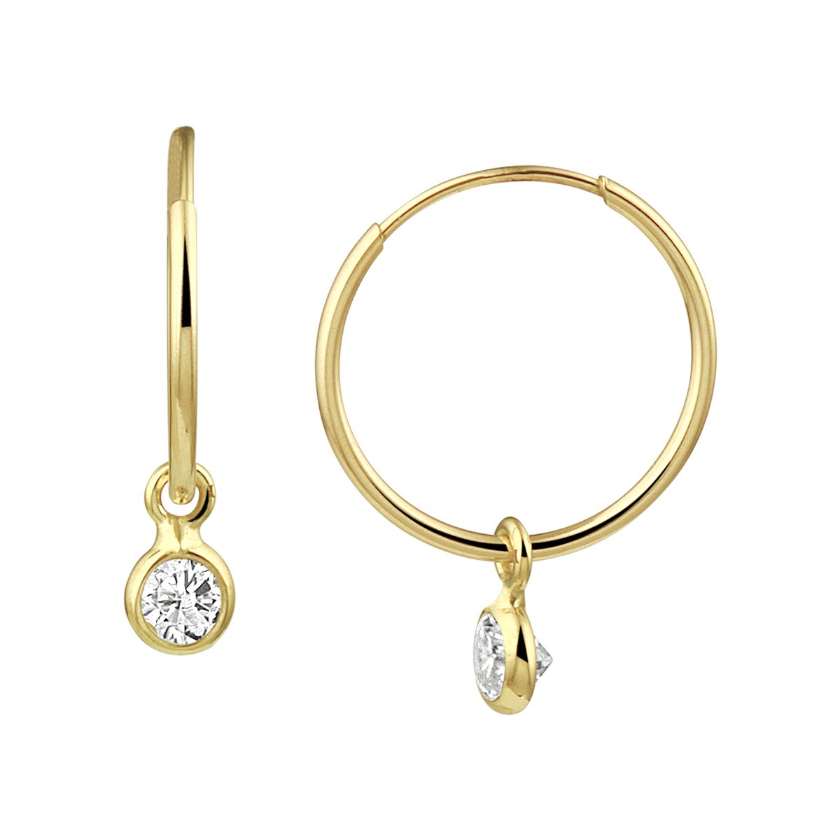 Marie Celeste klapoorringen zirkonia - 11.5 mm - Goud