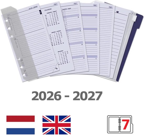 Foto: Kalpa 6337 26 27 125 x 80 mm pocket planner organizer inzetstukken jaardoos nl en 2026 2027