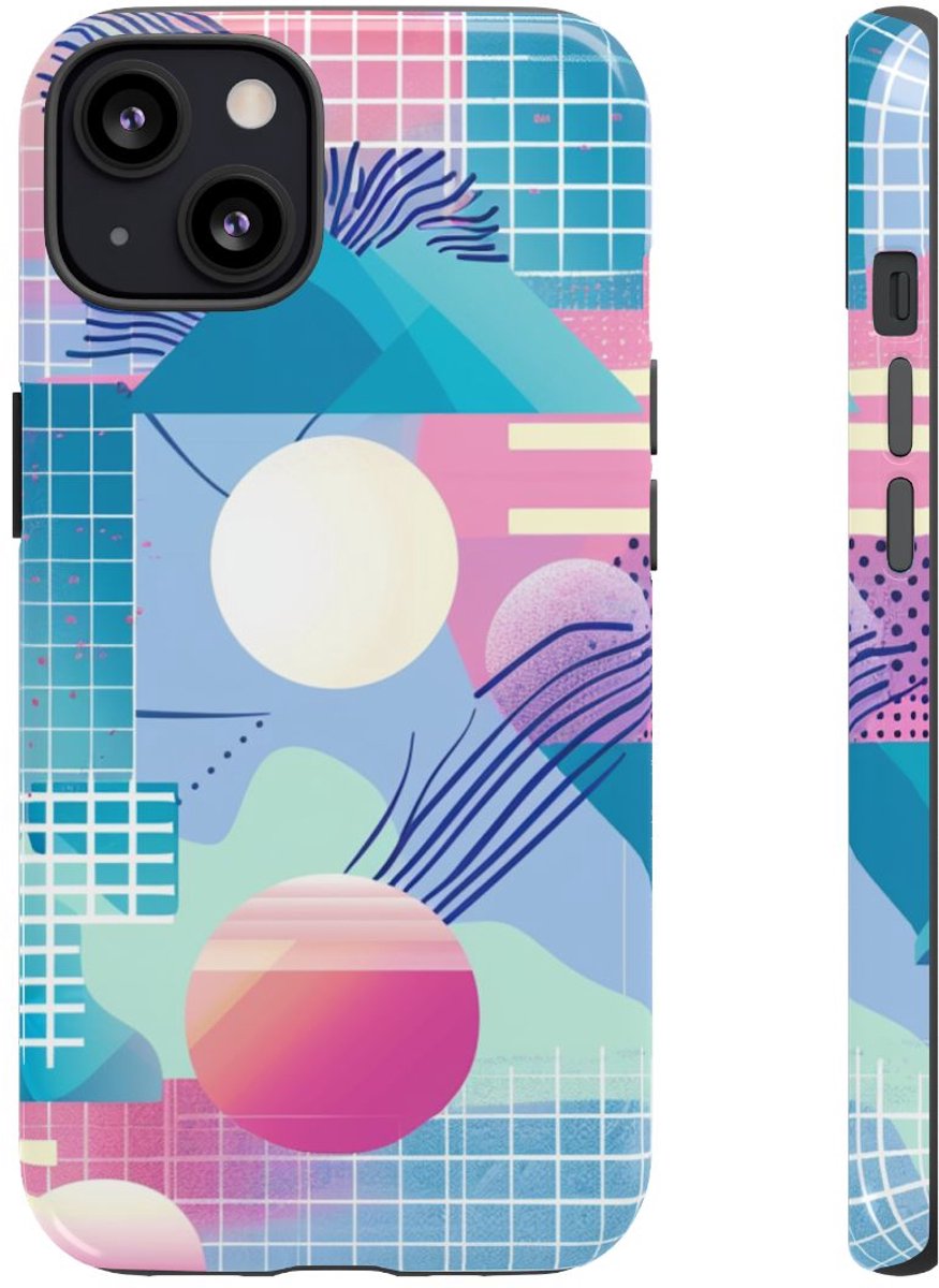 Abstract Geometrisch Patroon in Pasteltinten – Telefoonhoesje Geschikt voor iPhone 13