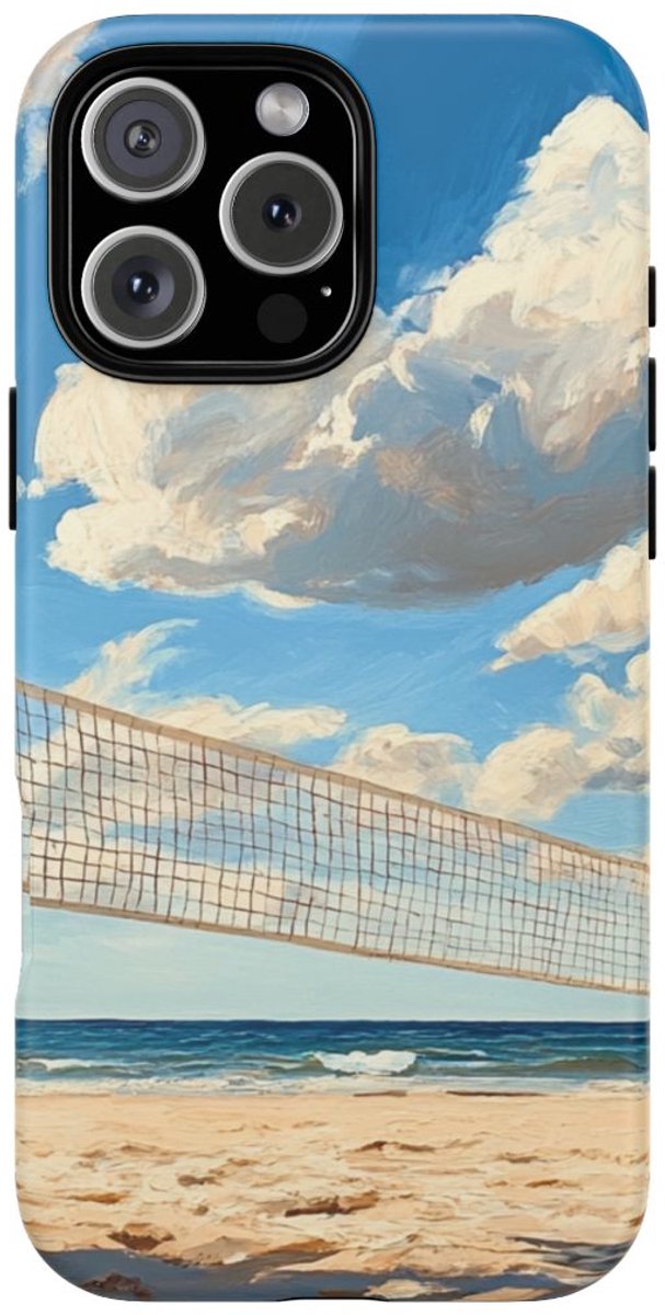 Volleybalnet op Zonnig Strand – Telefoonhoesje Geschikt voor iPhone 16 Pro Max