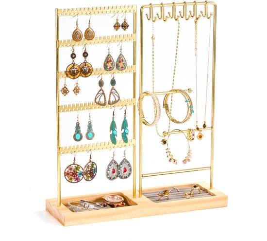 YONO Sieradenhouder - Sieradenrekje - Organizer voor Oorbellen - Kettingen - Armbanden - Rekje - Opbergen - Goud