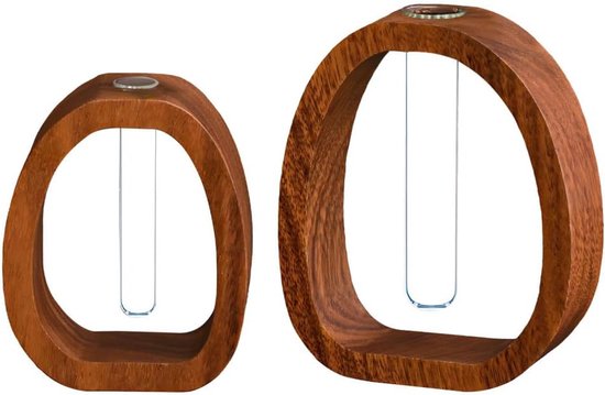 Tuuters Reageerbuis vaas van hout - moderne tafeldecoratie, incl. hoogwaardige reageerbuis (beuken 1-gat