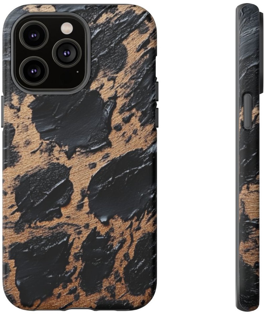 Zwart-Bruine Abstracte Textuur – Telefoonhoesje Geschikt voor iPhone 14 Pro Max