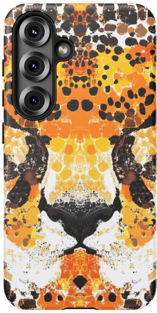 Abstracte Cheeta Gezichtspatroon – Telefoonhoesje Geschikt voor Galaxy S25