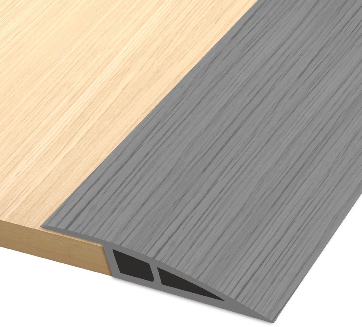 Overgangsprofiel - Zelfklevend, Hoogteverschil Overbruggend - Voor Parket, Laminaat en Drempels - Grijs Hout, 200 cm x 5 cm, voor 5 mm tot 10 mm
