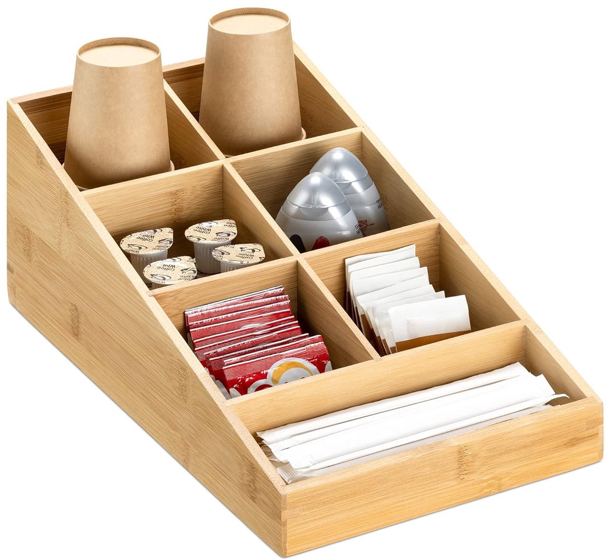Koffie- en Thee Organizer - Bamboe - 1 stuk - 20,5 x 37,3 x 13,5 cm
