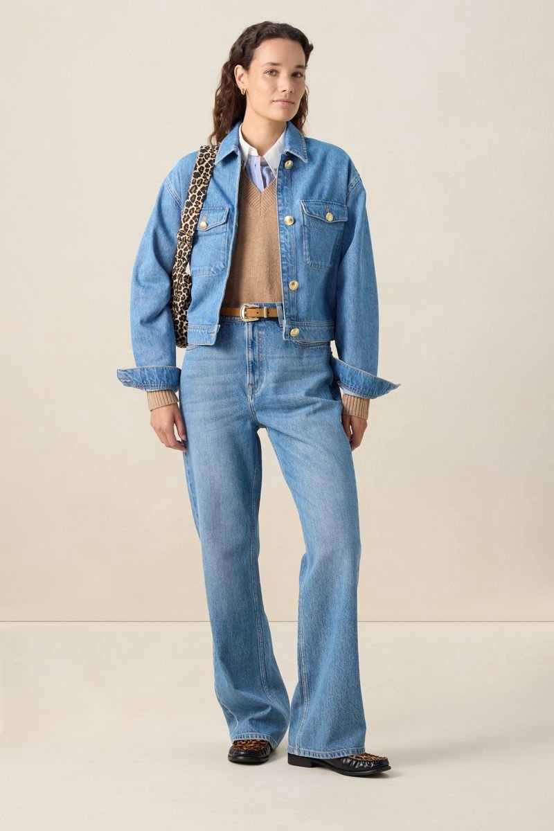 Sissy-Boy - Blauw denim jack met gouden knopen