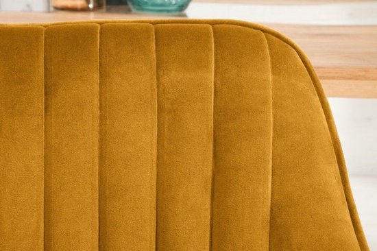 Fauteuil élégant TURIN en velours jaune moutarde avec surpiqûres décoratives - 39528