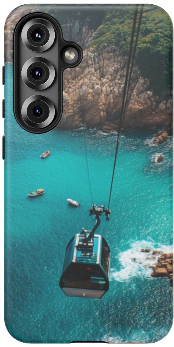 Kabelbaan boven Turquoise Zee en Groene Kust – Telefoonhoesje Geschikt voor Galaxy S25