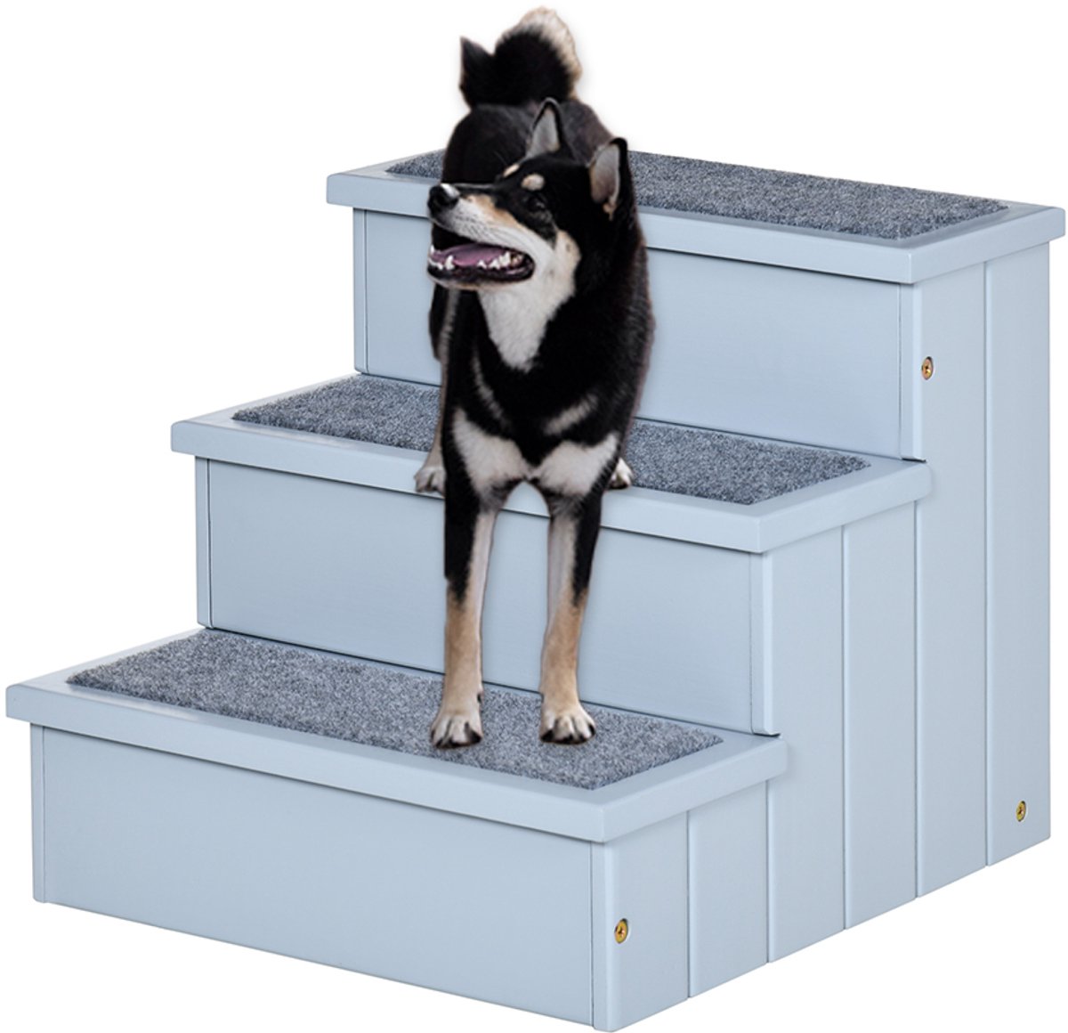 Een set huisdiertrappen voor kleine honden, duurzame houten trappen met viltkussens en opbergruimte, geschikt voor senioren en katten en honden