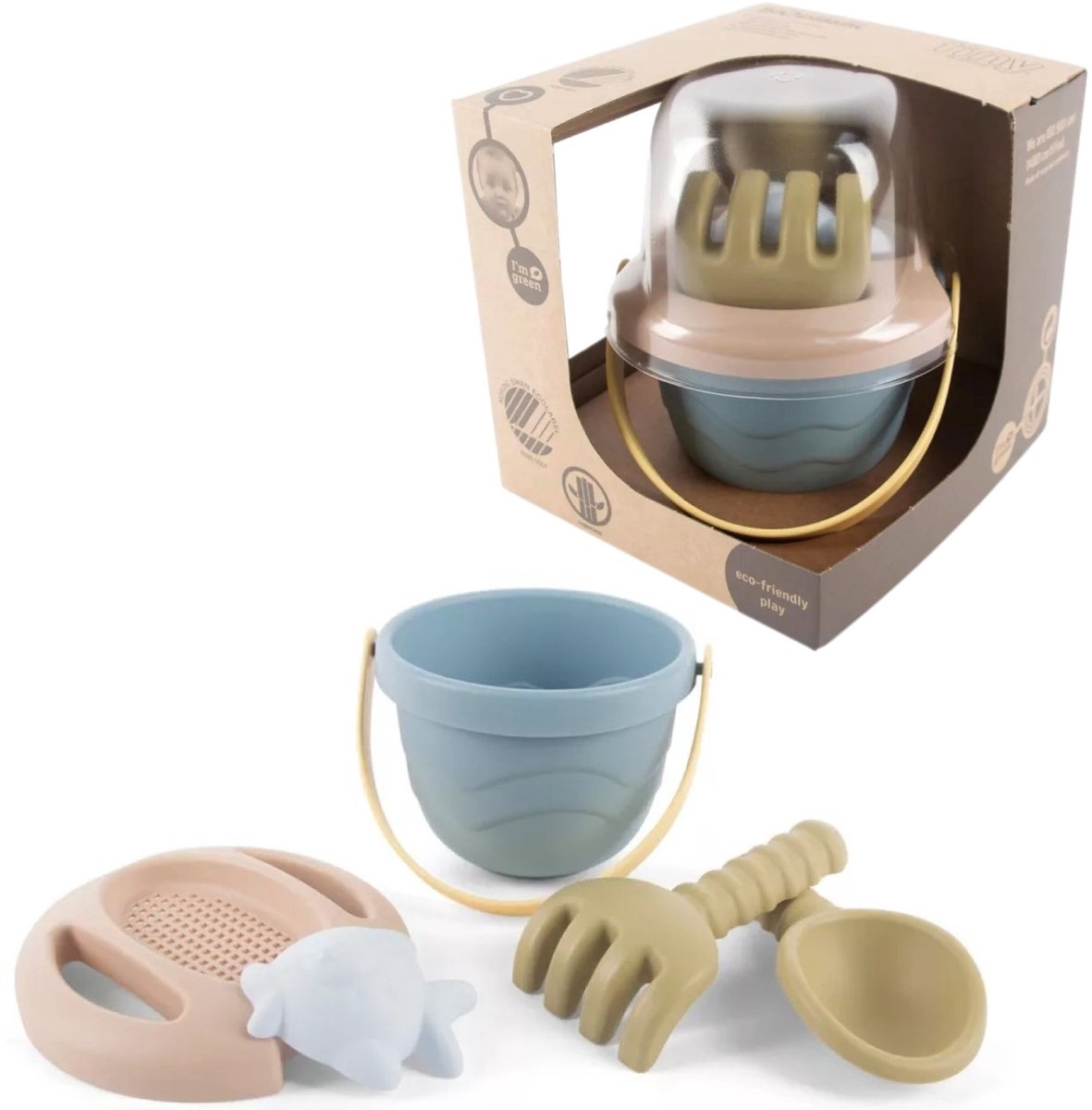 Dantoy BIO speelgoed emmerset strandset 5-delig duurzaam multicolor.