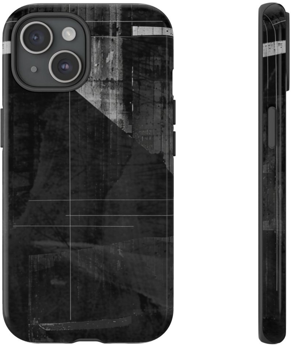 Zwart-Wit Abstracte Geometrische Textuur – Telefoonhoesje Geschikt voor iPhone 15