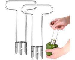 Pepper Seed Corer Remover - 2 Stuks - RVS Rode Paprika Zaadontpitter - Fruit Kern Verwijderaar - Snelsnijder en ontpitter - Herbruikbaar - Verwijdert snel de zaadjes van jalapeño's, groene paprika's en chilipepers