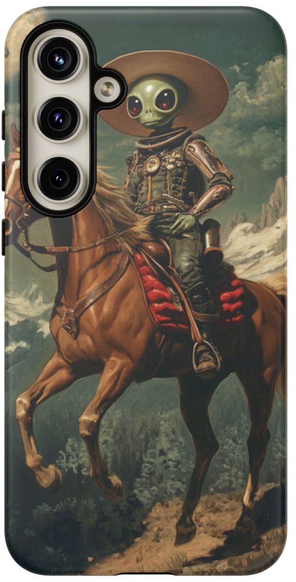 Buitenaardse Cowboy te Paard – Telefoonhoesje Geschikt voor Galaxy S24 Plus
