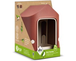 Elho Cosy Bird Feeder 18cm - Vogelvoederhuisje en Vogelbadje - 100% Gerecycled Plastic - L17.6 x B18 x H23 cm - Toscaans rood
