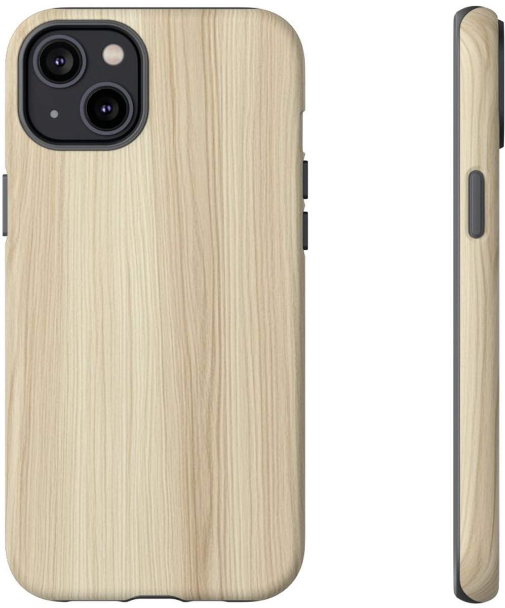 Minimalistische Bleke Houtstructuur – Telefoonhoesje Geschikt voor iPhone 14 Plus